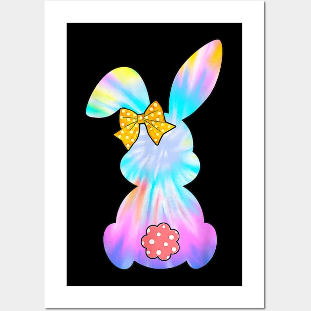Cute Bunny Rabbit Tie Dye Bow Tie Easter Day Girls Womens Wall Art by Jennifer Wirth